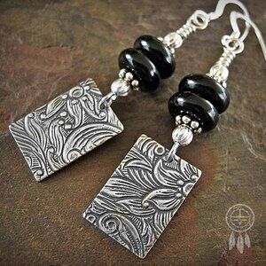 925 Sterling Silver And Black Onyx Earrings
